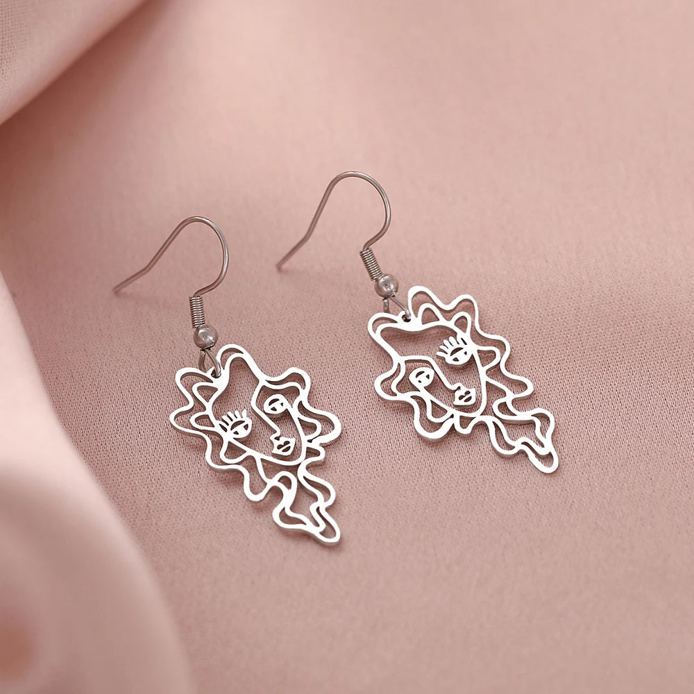 Stainless Steel Earrings Abstract Design Beauty Fine Fashion Pendant Drop Earrings For Women Jewelry Temperament Girl Daily Wear