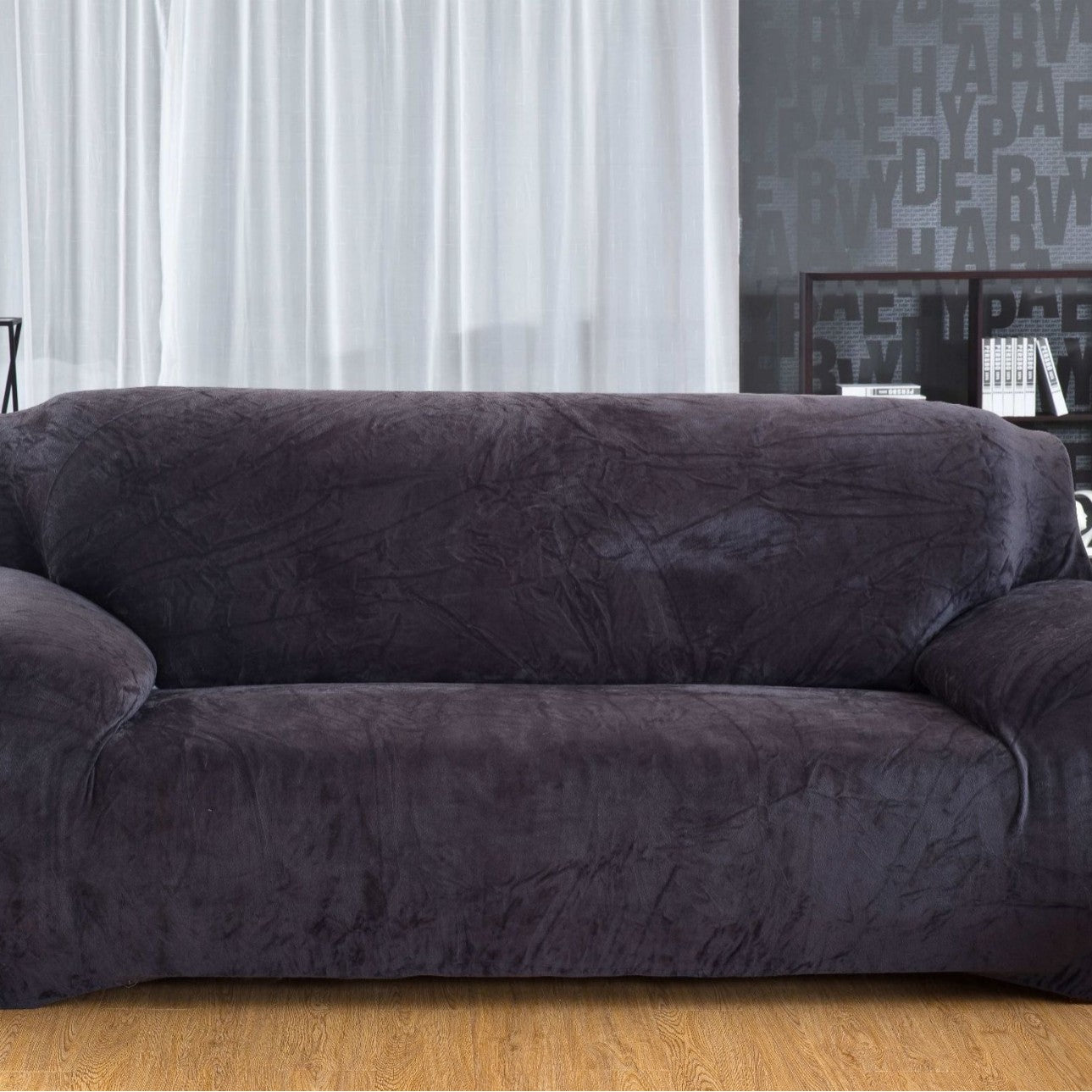 Elastic sofa cover plush all inclusive thickened and fully covered three person fabric sofa cover solid color