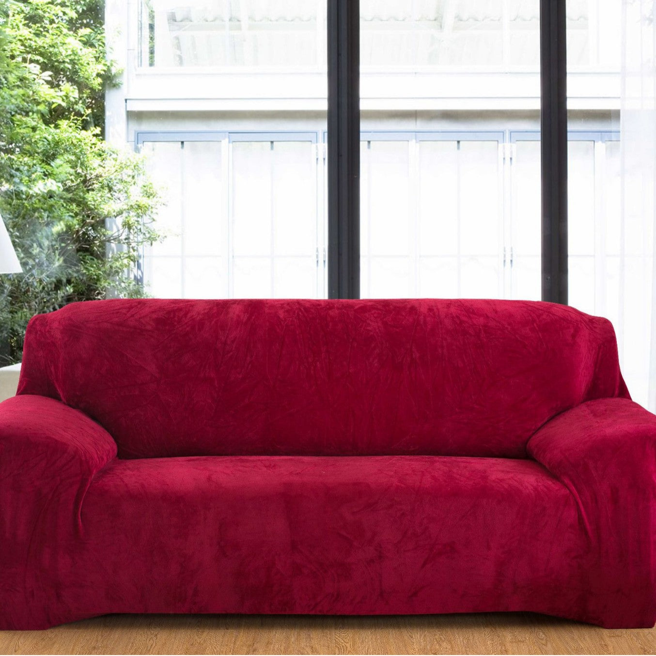 Elastic sofa cover plush all inclusive thickened and fully covered three person fabric sofa cover solid color