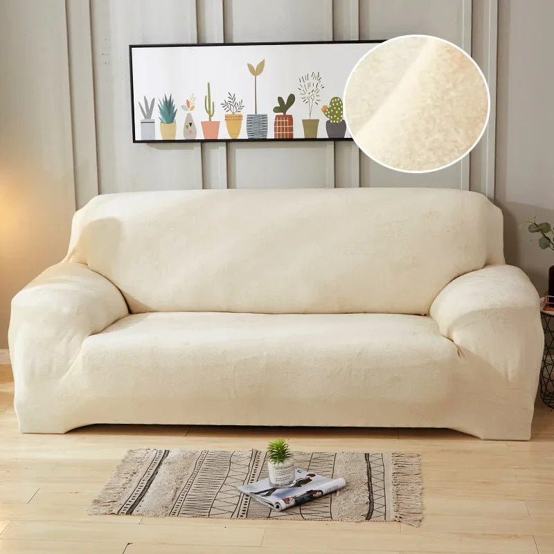 Elastic sofa cover plush all inclusive thickened and fully covered three person fabric sofa cover solid color