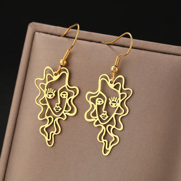 Stainless Steel Earrings Abstract Design Beauty Fine Fashion Pendant Drop Earrings For Women Jewelry Temperament Girl Daily Wear