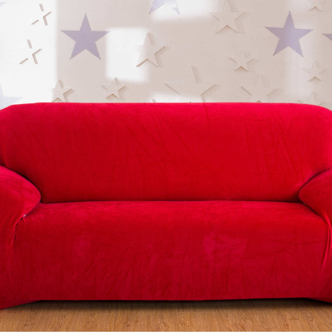 Elastic sofa cover plush all inclusive thickened and fully covered three person fabric sofa cover solid color